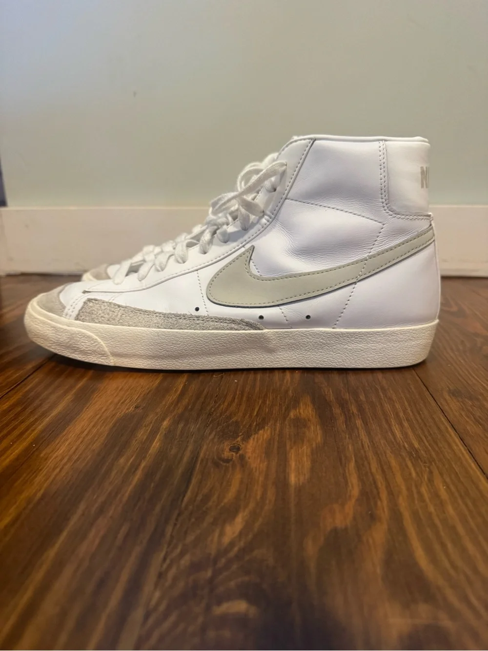 Nike Men's White High-Top Sneakers with Light Gray Accents